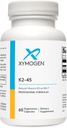 XYMOGEN K2-45 Βιταμίνη K - Βιταμίνη K2 MK-7 που προέρχεται από μη γενετικά τροποποιημένα σόγια - Η πιο βιοδιαθέσιμη μορφή του K2 Διαθέσιμο - Υποστηρίζει καρδιοαγγειακή + οστική υγεία (60 κάψουλες)