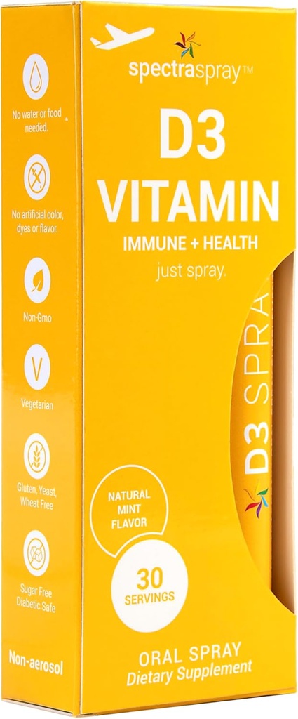 Spectraspray Vitamin D3 Sprey Vitaminleri - Doğal ve Etkili Oral sprey 5000IU Vitamin D3, 30 Gün Supply