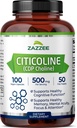 Zazzee Extra Strength Citicoline, 500 mg ανά Σερβίρισμα, 100 κάψουλες Vegan, Superior CDP Choline Form, 100% Χορτοφαγική και Φαρμακευτική Βαθμός, 50-Day Supply, Όλα-Φυσικά και Μη-ΓΤΟ