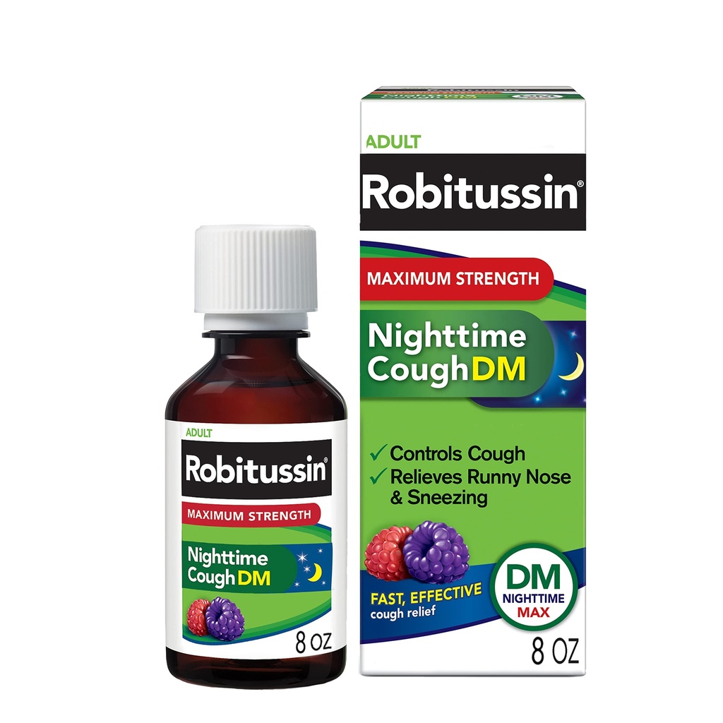 Robitussin maksimum Güç Gecesi Cough DM Max, Yetişkin Formula, Berry Flavor - 8 Fl Oz Şişe