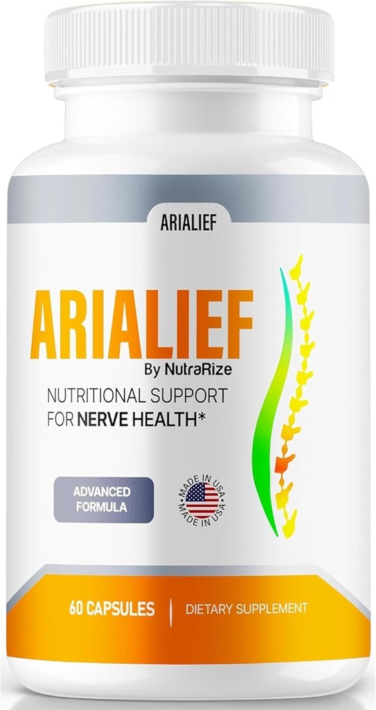 Arialief Capsules, Nerve Health için Resmi Beslenme Desteği, Tüm Doğal Arialief Vitaminleri, Premium Arialief Pills, Aria LIEF Pastillas Review (60 Capsules)