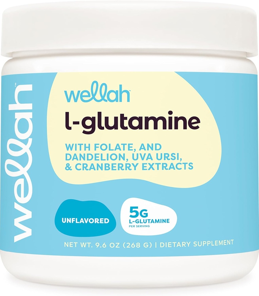 Wellah L-Glutamine σκόνη Άγευστη (50 σέρβις) - 5g L-Γλουταμίνη ανά σέρβις, Γλυκασμένη με Stevia