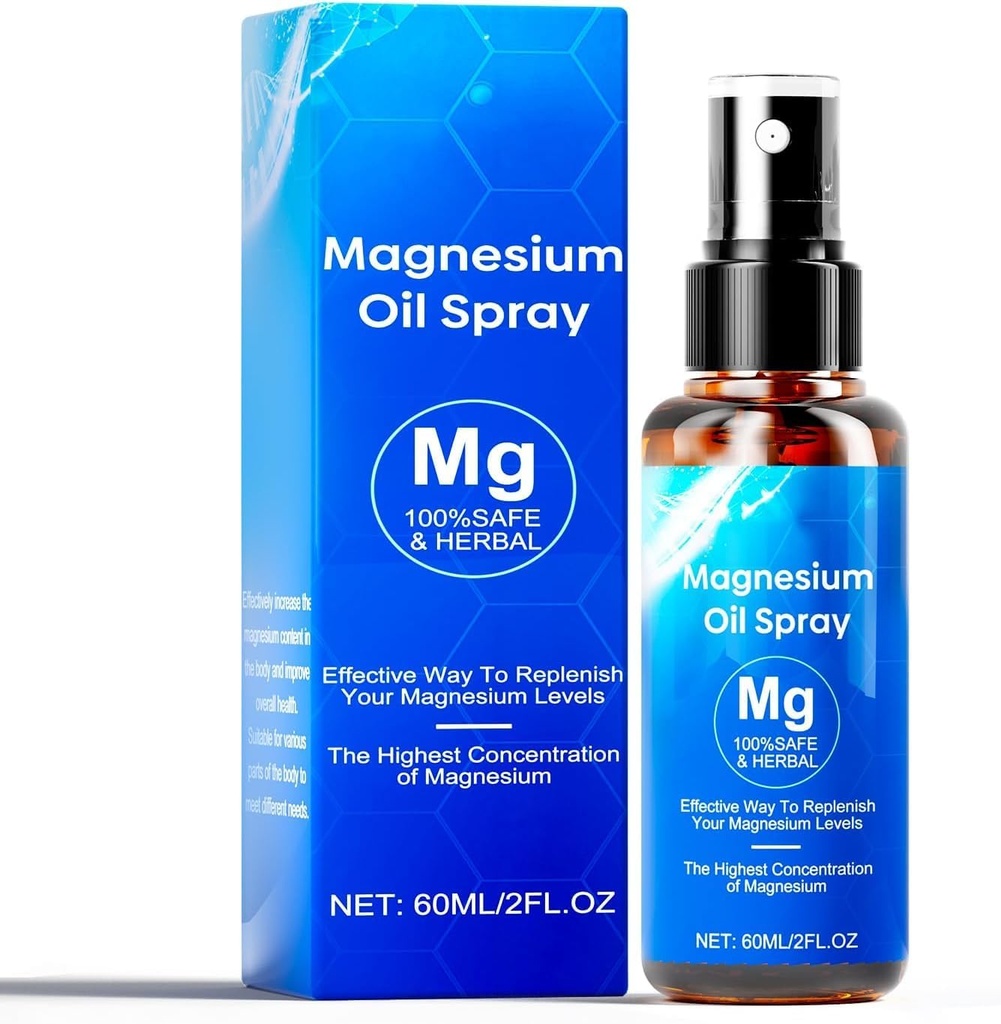 Magnezyum Yağı, 60 ml Magnezyum yapıştırıcısı,% 100 Organik Magnezyum Petrol Ekstra Güçlü, Calm Uyku ve Rahatlama, Ayaklar için Magnezyum spreyi, Uyku ve Vücut, Absorb'a Kolay ve Kullanımı