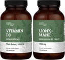 Dünya Harmony Vegan D3 5000 iu & Organik Lion's Mane 1000 mg Supplement - 120 Capsules Her Şey