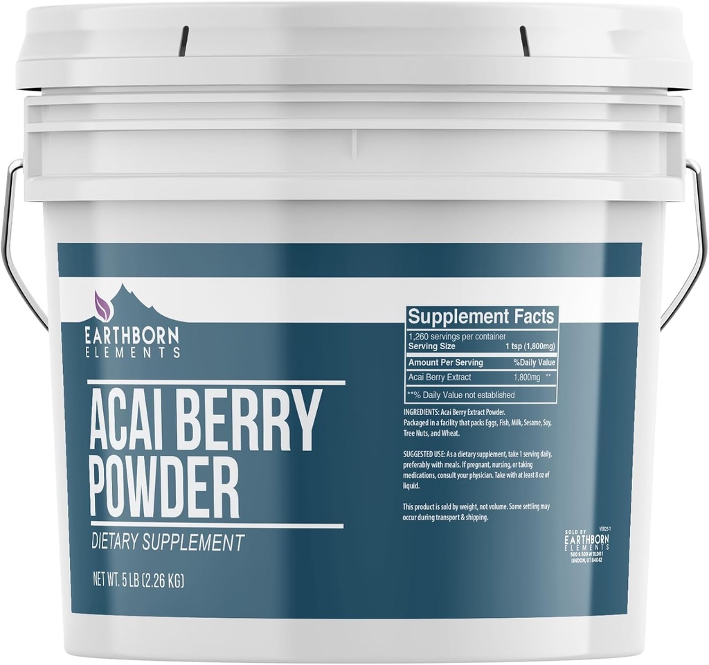 Earthborn Elements Acai Berry σκόνη, χωρίς γλουτένη, Resealable BPA-free bucket