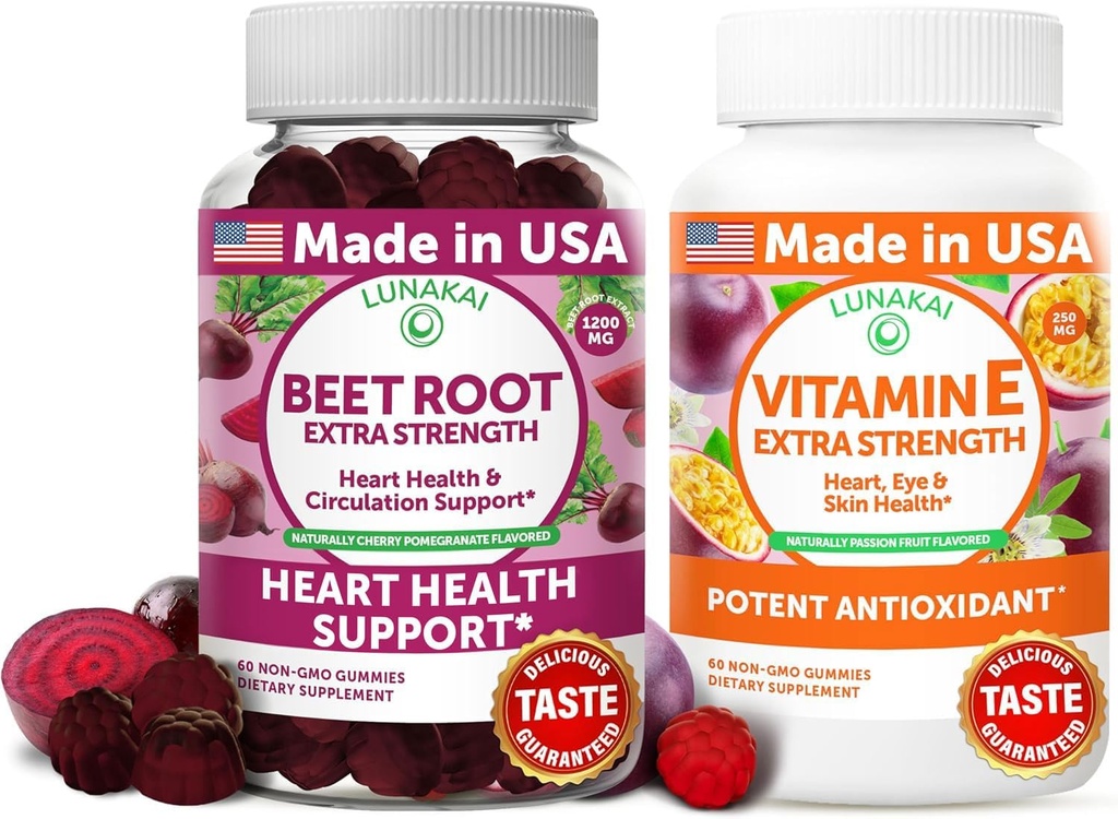 Lunakai Beet Root and Vitamin E with C Gummies Sche – Antioksi ve Wellness Support