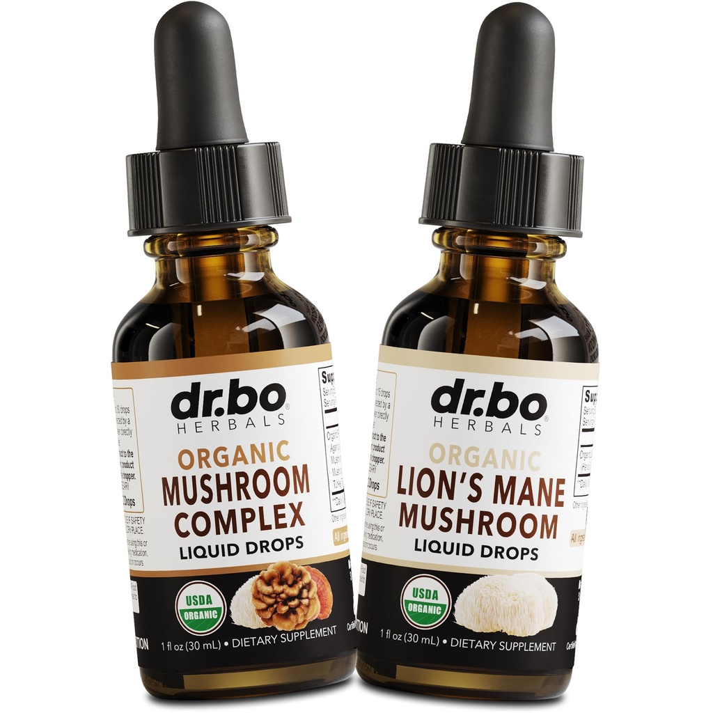 Organic Lions Mane Mushroom Complex Liquid Drops - Organic Lion's Mane Mushroom Liquid Tincture Focus, Fog, Brain Health Supplements - Lions Supplement Extract