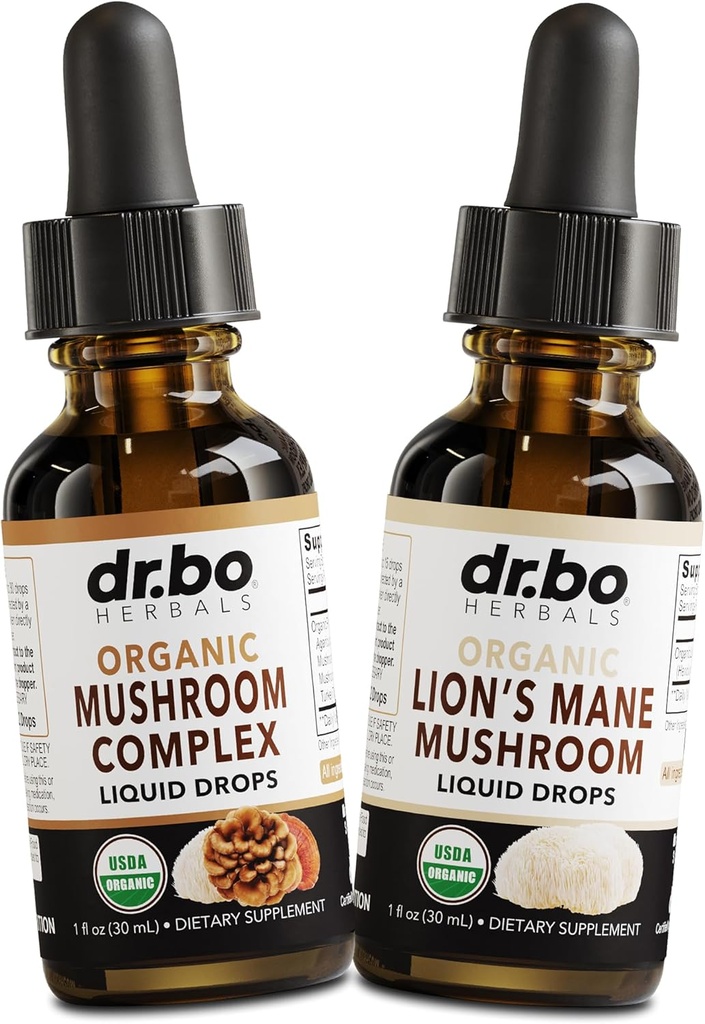 Organik Lions Mane Mushroom Kompleksi Akışı - Organik Lion's Mane Mushroom Liquid Tincture Focus, Fog, Brain Health Supplements - Lions Supplement Extract