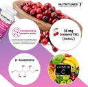 Kadınlar için D Mannose Supplements ile Cranberry PACs, C ve Womens Vaginal Probiyotik, Lactobacillus ve Bifidobacterium Urinary Tract Health - 60 Femuni UTH Capsules