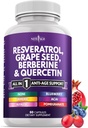 NEW AGE Resveratrol, Berberine, Grape Tohum alıntı, Quercetin - Noni Extract, N-Acetyl Cysteine, Acai Ekstraksiyon - 60 Capsules