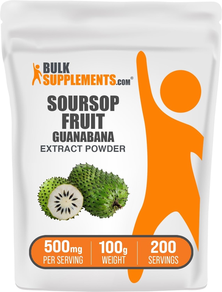 BulkSupplements.com Soursop Meyvesi Toz - Guanabana Ekstraksiyon, Herbal Supplement - Gluten Free, 500 mg per Service, 100g (3.5 oz) (Pazar 1)