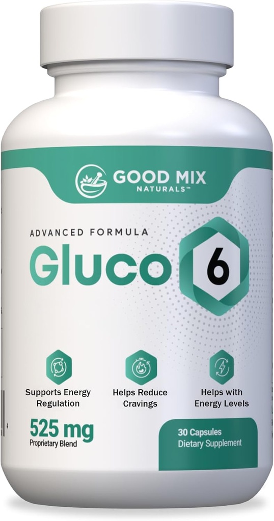 Gluco6 Herbal-Based Solution Supplement | 525 mg 30 Toz Capsules - Plant Malzemeler - GMO - ABD'de Yapıldı (30 Sayı 1)