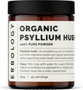 Erbology Organic Psyllium Husk Powder 3.2 oz - 45 Servings - Προωθεί Digestive Health and Regular Bowel Movies - Sustainablely πηγάζει κατευθείαν από τη φάρμα στην Ινδία - Μικρή παρτίδα - Vegan - GMO-free