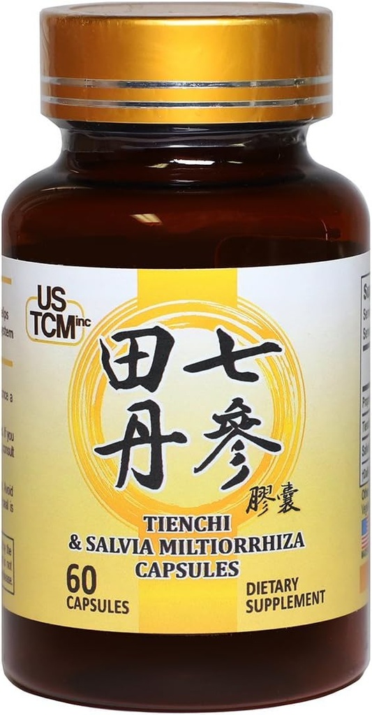 Tienchi Danshen Capsules Pseudoginseng Notoginseng Sanqi Salvia Miltiorrhiza Red Sage Capsules 500 mg 60 Sebze Capsules% 100 Natural Noservatives for Health Cardiovascular System Made in USA