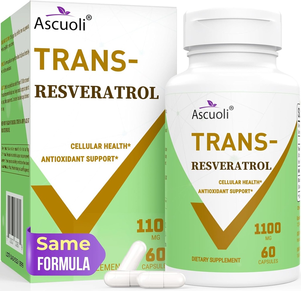 Ultraeight Trans-Resveratrol 1100 mg, 3in-1 Gelişmiş Formula Organik Resveratrol Tamam, Max Antioksi, Anti-Aging, Skin Health, lmmune & Energy, 1 Pack