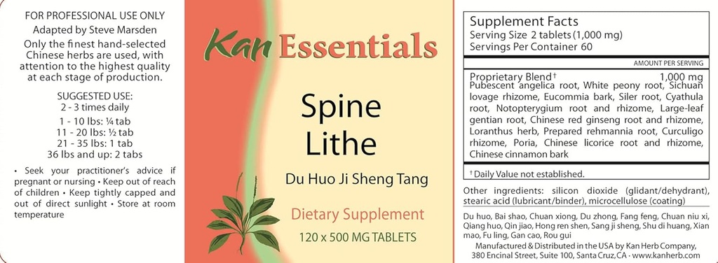 Kan Herbs Essentials - Spine Lithe (Supple Spine) 120 sekme