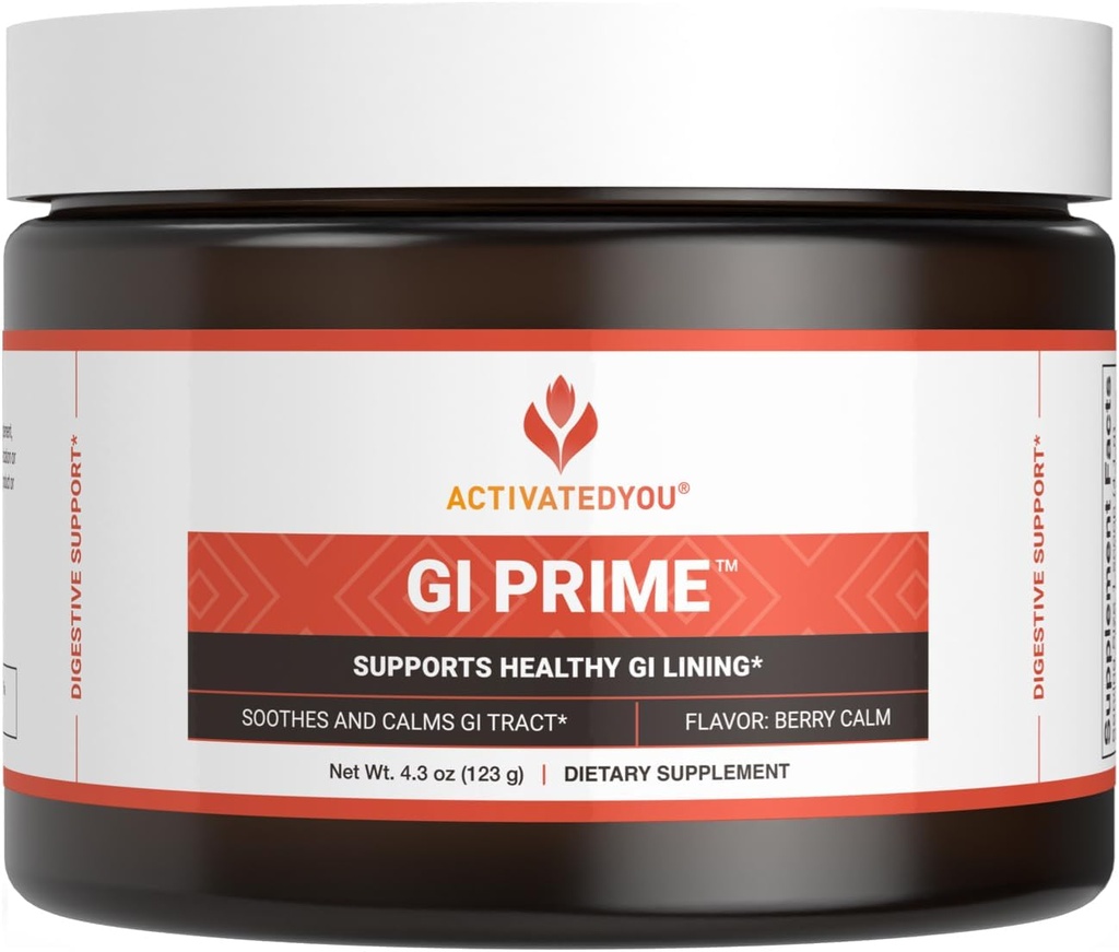 ACTIVATEDYOU GI Prime Digestive Health Drink to support a Healthy GI Lining, βελτίωση Digestive Comfort and Energy - Berry Calm Flavor (30 Services)