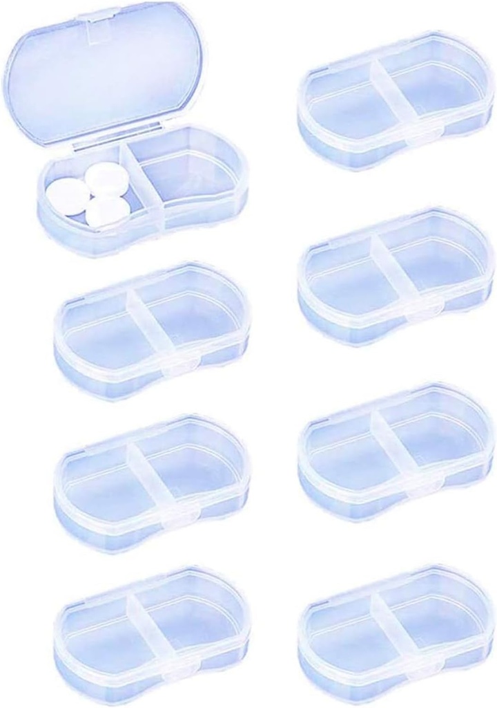 8PCS Pill Case Organizer Pocket Μικρός κάτοχος Χάπια, Καθημερινή AM & PM δοχεία, Κάτοχος Ιατρικής, Ιδανικό για Φάρμακα, Βιταμίνη, Συμπλήρωμα, Ιδανικό για Ταξίδι, Ιδανικό για Πουρέ (Λευκό)