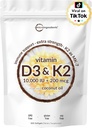 Mikro Malzemeler D3 10.000 IU + K2 MK-7 200 mcg, Virgin Coconut Petrol ile 300 Softgels | 2in-1 Vitaminler D & K Kompleksi | Ekstra Güçlü, Swallow, Non-GMO, Gluten Free