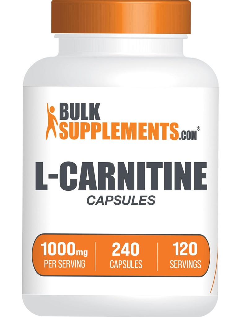 BulkSupplements.com L-Carnitine 1000 mg Capsules - Carnitine Supplement, Amino Asit Supplement - Gluten Free, 2 Capsules per Service (1000 mg), 240 Count (Pack of 1)