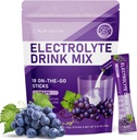 Elektrolytes Toz Paketleri - Sugar Free, Doğal Flavored, 10 Electrolyte & Vitamins Electrolyte Drink Mix - Grape Flavors, Keto Friendly, Vegan, GMO, 18 Packets