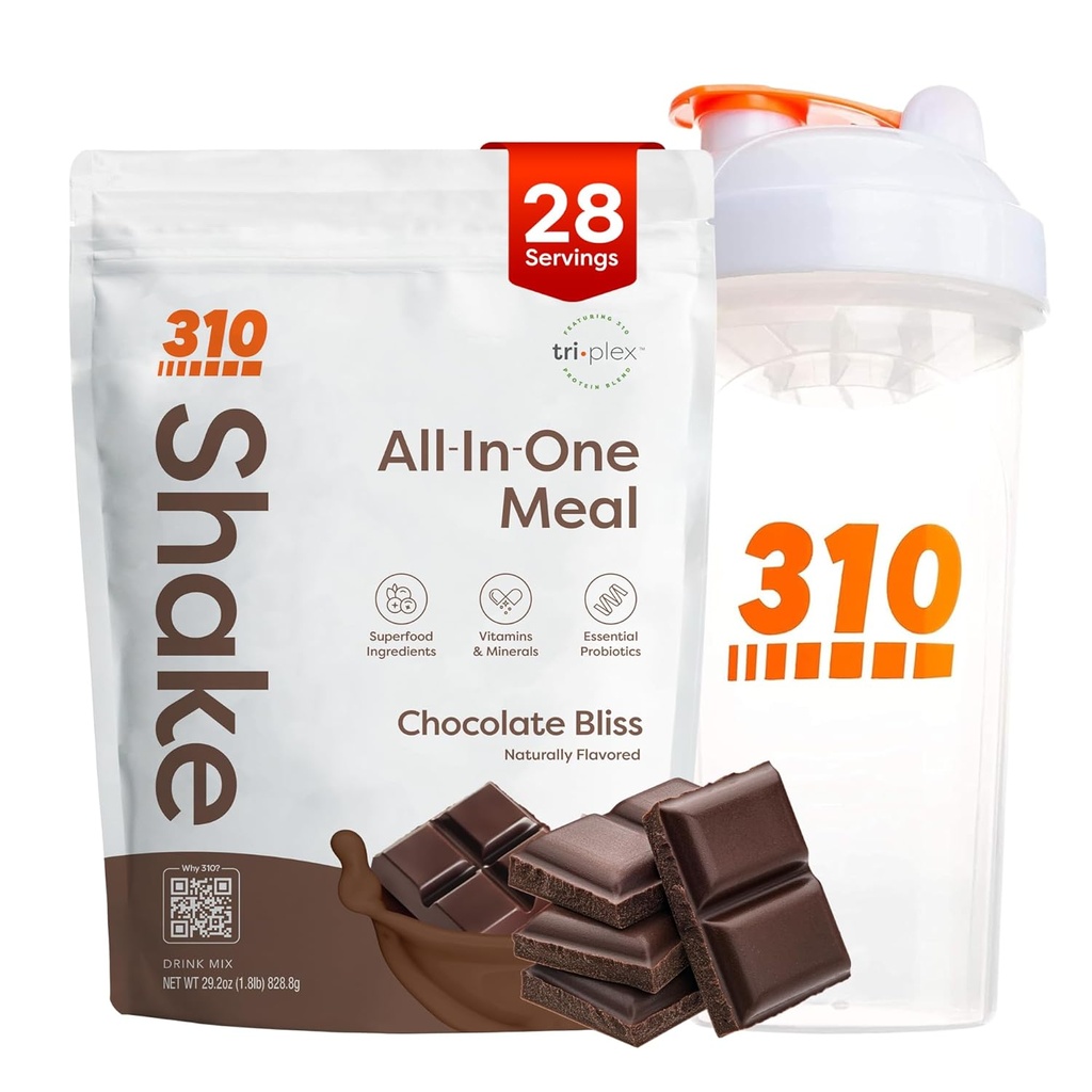 310 Beslenme All-in-One Meal Change Shake Toz w/Shaker Cup Start Kit - Yüksek Protein Fiber Rich Vegan Superfood - Sugar-Free, Keto & Paleo Friendly, Low Carb Chocolate Bliss 28 srvv