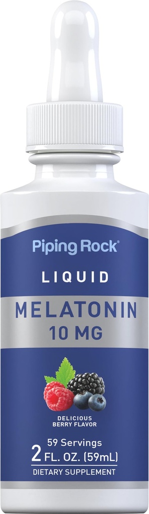 Piping Rock Liquid Melatonin 10 mg | 2 fl oz | Berry Flavor Drops | Non-GMO, Gluten Free Adult Supplement Supplement Supplement