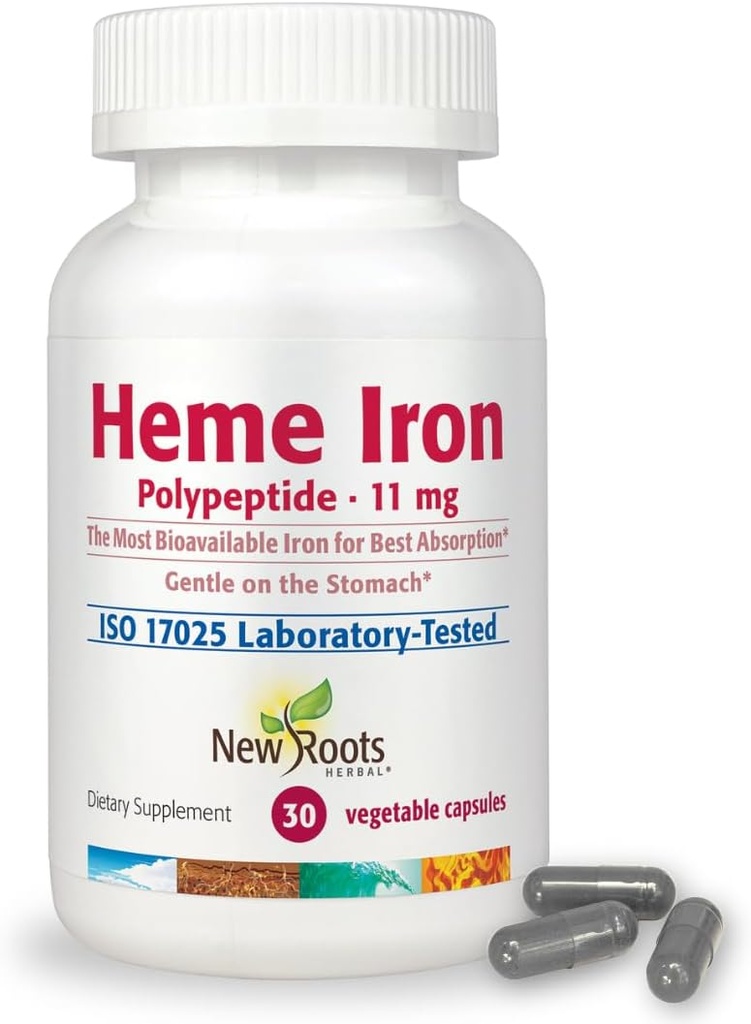 NEW ROOTS HERBAL Heme Iron Supplement with Vitamin C & B12 for Best Abvortion 