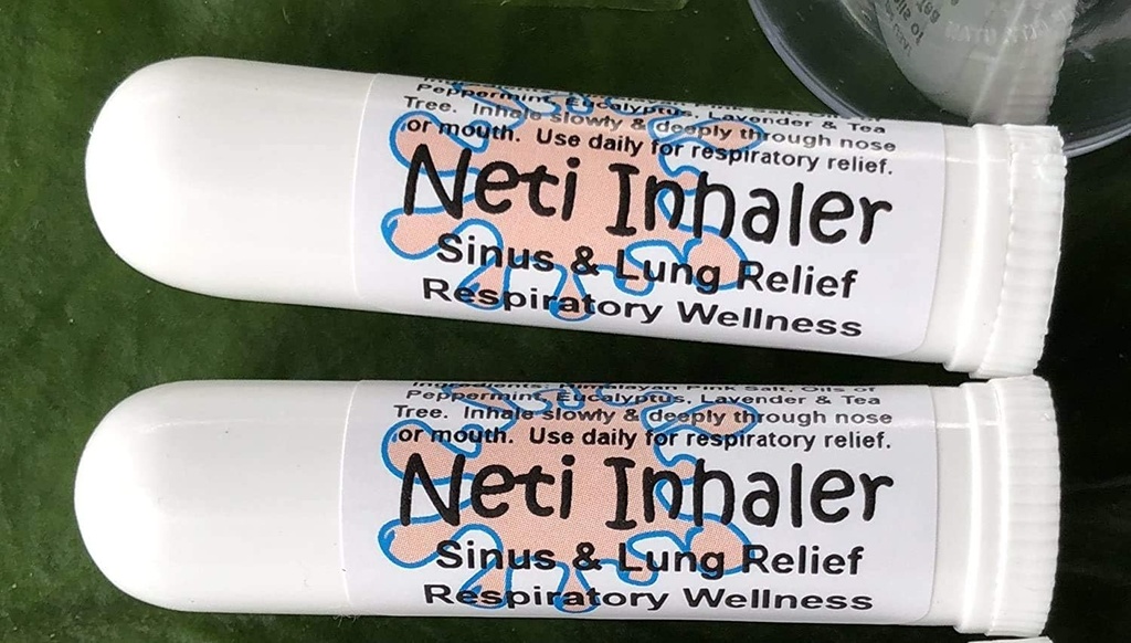 Urban ReLeaf NETI Salt Air Relief INHALERS! İki (2) Sinus & Lung, Himalaya ve Botanik seti! Respiratory Wellness. Aromaterapi. Enerjilendirmek! Soğuklar, Asthma, Cough, Bronchitis 100% Natural
