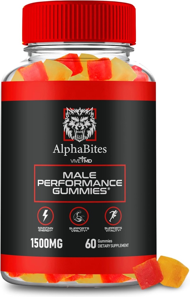 Alfa Bites Gummies, AlphaBites Gelişmiş Formula Max Performans Gummies, All Natural Supplement Extra Strength, Alfa Bites Kas Büyüme ve Genel Sağlık Desteği, Alfa Bites İncelemeleri (60 Gummies)