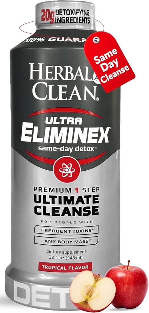 Herbal Clean Ίδια μέρα Ultra Eliminex Detox Cleanse Drink* (32 fl oz) - Tropical Fruit Flavor Full Body Cleanse Detox Drink with Milk Thistle Seed* for high Toxin*, Vitamin B12 for Men & Women