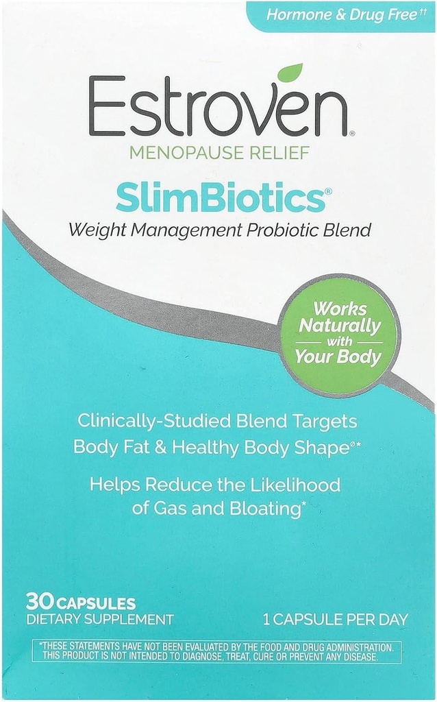 Estroven SlimBiotics, Weight Management Εμμηνόπαυση Συμπληρώματα για γυναίκες, 30 Κάψουλες, Β Βιταμίνες για την Υποστήριξη της Μεταβολικής Υγείας, Προβιοτικά για Digestive Υγεία για την Παροχή Αέριο & Ανακούφιση Ανέλκυση
