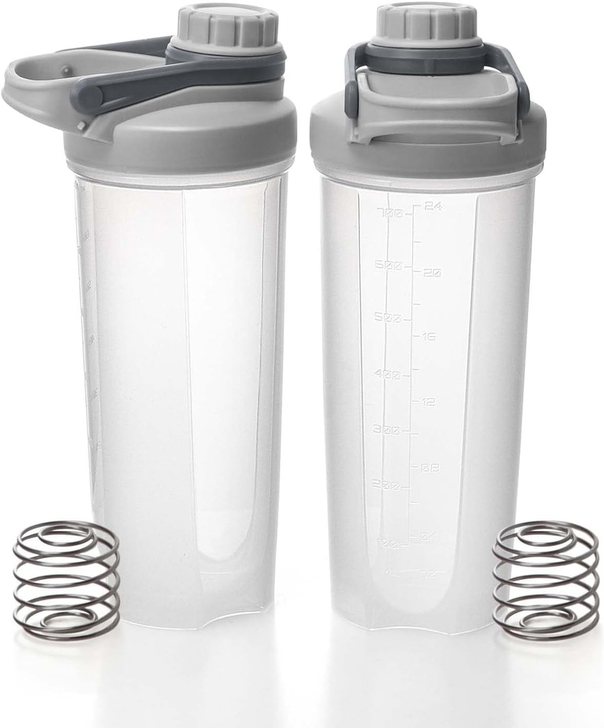 BPA & Phthalate-free, Solid Βιδωτό καπάκι Leakproof Shaker Κύπελλο πιάτων Safe for Protein Shakes 24oz, Clear Grey