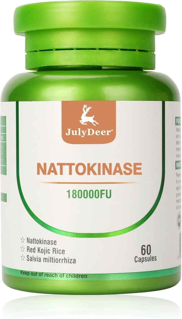 Nattokinase Supplements 180, 000FU Tüm Şişe 60 Capsules, 6, 000FU 2 Capsules Günlük Beslenme Supplements Systemic Enzymes Vegetarian Friendly for Cardiovascular and Circulatory Support