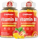 B1 Vitamin Gummies | Benfotimin 500 mg B6 B9 B12 & Magnezyum for Nerve Health, Energy & Metabolism Support | Sugar Free, Non GMO, Vegan, 120 Counts