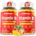 B1 Vitamin Gummies | Benfotimin 500 mg B6 B9 B12 & Magnezyum for Nerve Health, Energy & Metabolism Support | Sugar Free, Non GMO, Vegan, 120 Counts