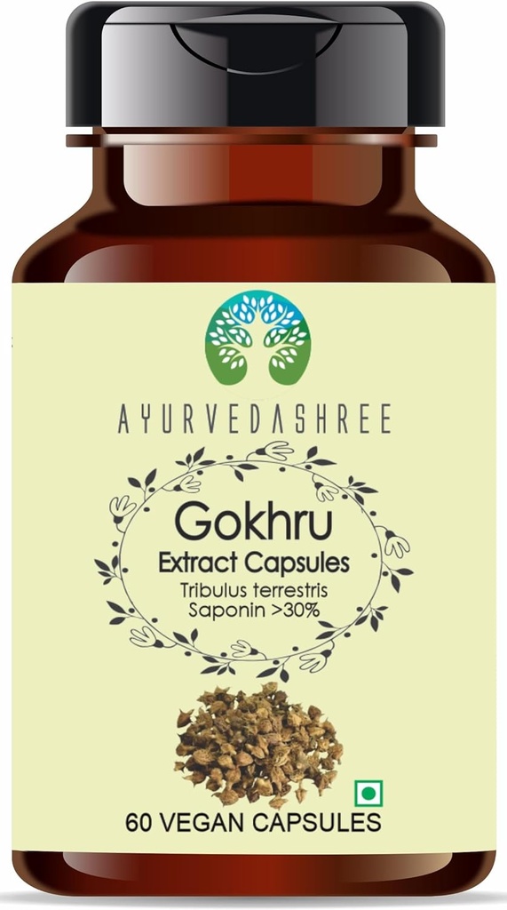 Gokhru Extract 500 mg - 60 Vegetarian Capsules|Tribulus Terrestris| All Natural | 100% Vegan | Gluten-Free | GMP sertifikalı
