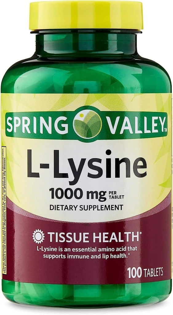SPEC Lysine Brasseri Supplements, 1 Tablet Odada,Spring Valley L-Lysine Sağlıklı Bir Immune Sistemi * 100 Sayı