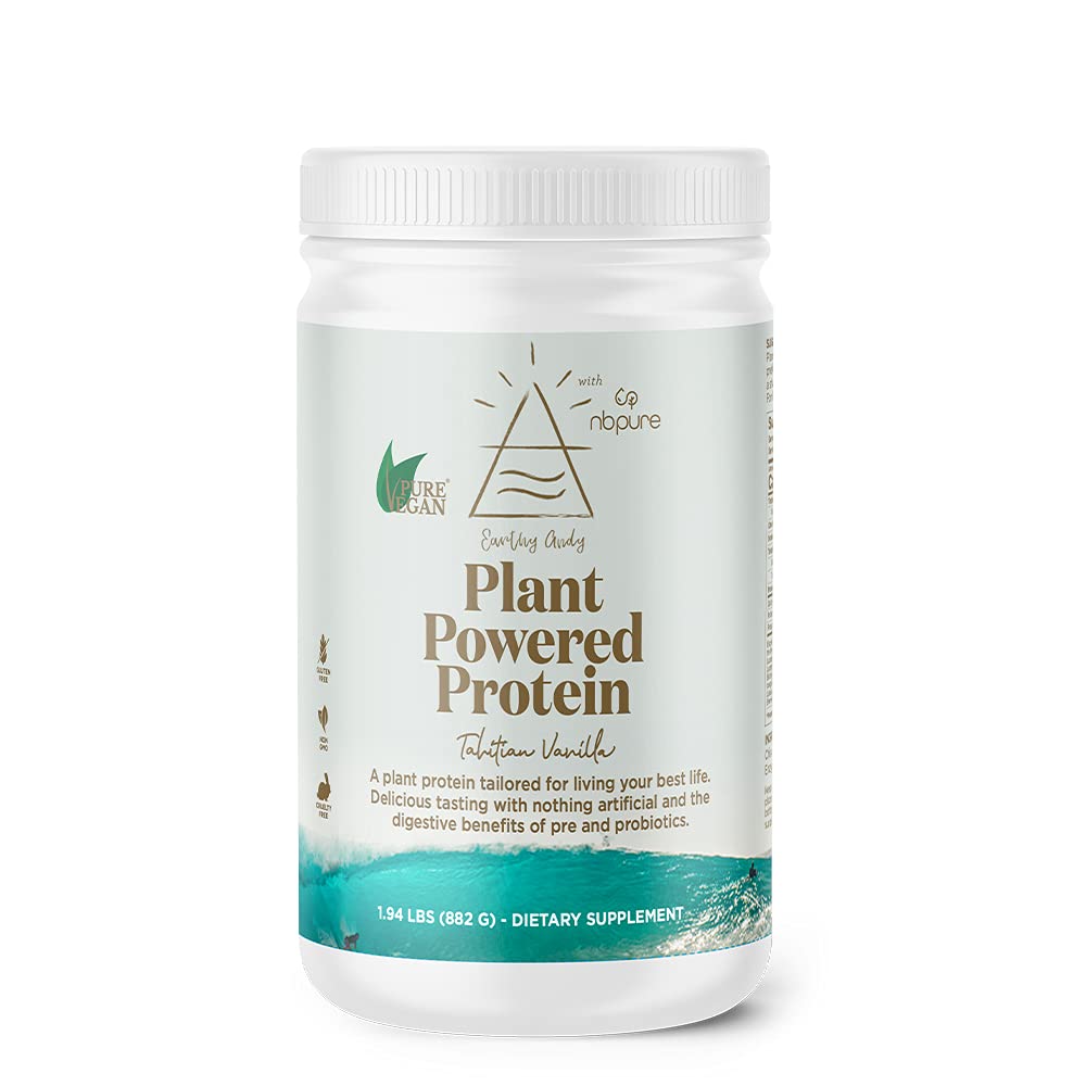 nbpure Earthy Andy Plant Protein, Gluten-Free, Non-GMO, Cruelty Free Pea Protein Toz, Vanilla, 30 Hizmet