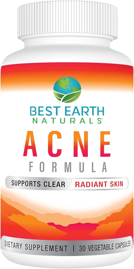 En İyi Dünya Doğalları Clear Skin Acne Support Supplement Capsules - Sağlıklı Cilt - 30 Gün Supply