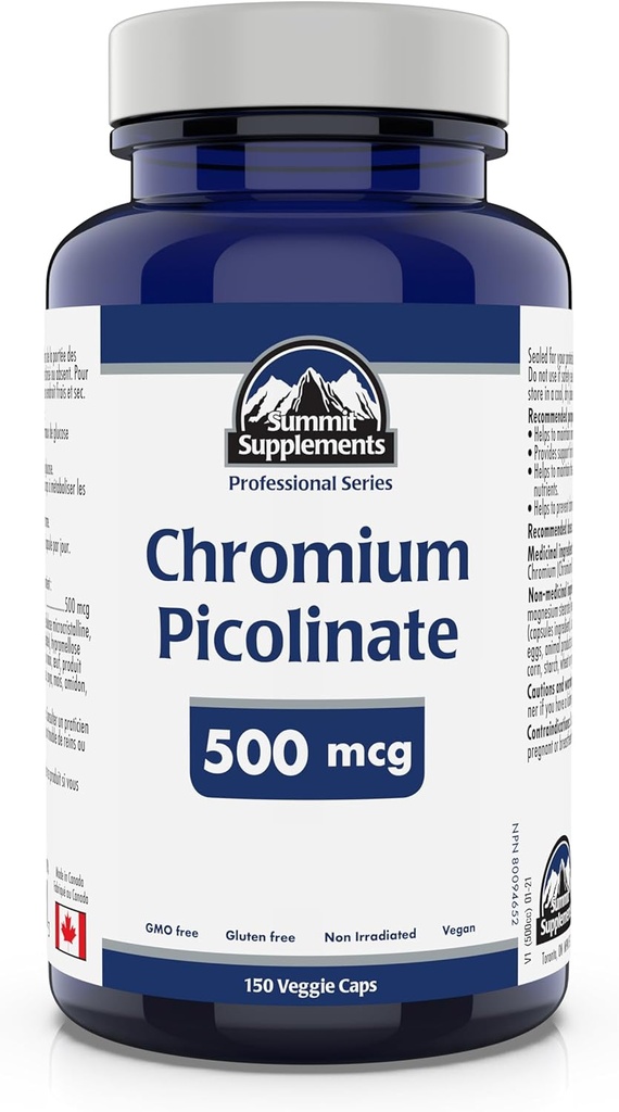 Summit Supplements, Chromium Picolinate 500 Mcg, 150 Veggie Caps, Profesyonel Serisi