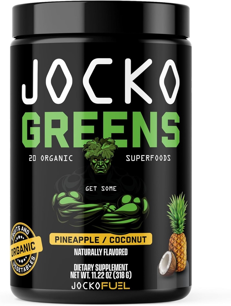 Jocko Fuel Daily Greens Powder - Premium Organic Greens Superfood Powder for Gut Health, Digestion, Bloating, Immune Support with Spirulina, Chlorella, Digestive Enzymes, & Probiotics - 30 Μερίδες