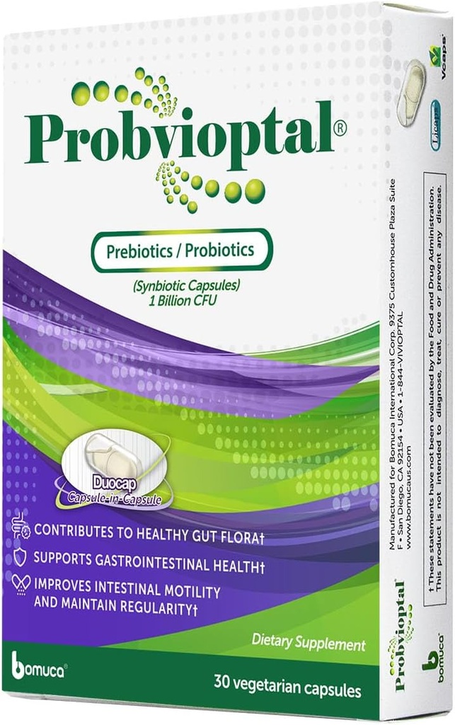 Probvioptal, 30 Capsules (330 Birim), Probiyotikler ve Prebiyotikler, Duocap, 1 Milyar CFU, Gluten Free Free
