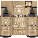 Viking Devrimi Palo Santo Beard Wash ve Beard Durumer Argan ve Jojoba Oils ile Set - Softens ve Güçler - Doğal Palo Santo Scent - Ayıd Spuan ile Macintosh Root Ekstraksiyon (17 oz)