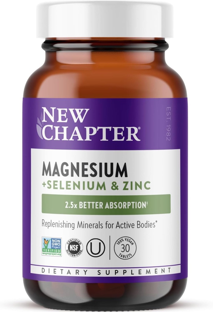 Yeni Bölüm Magnezyum-Selenium-Zinc Supplement, 325 mg in One-Daily Tablet for Active Bodies, Bounce Back After Egzersiz with Muscle Support Minerals + Hydrating Electrolytes, 30 Count