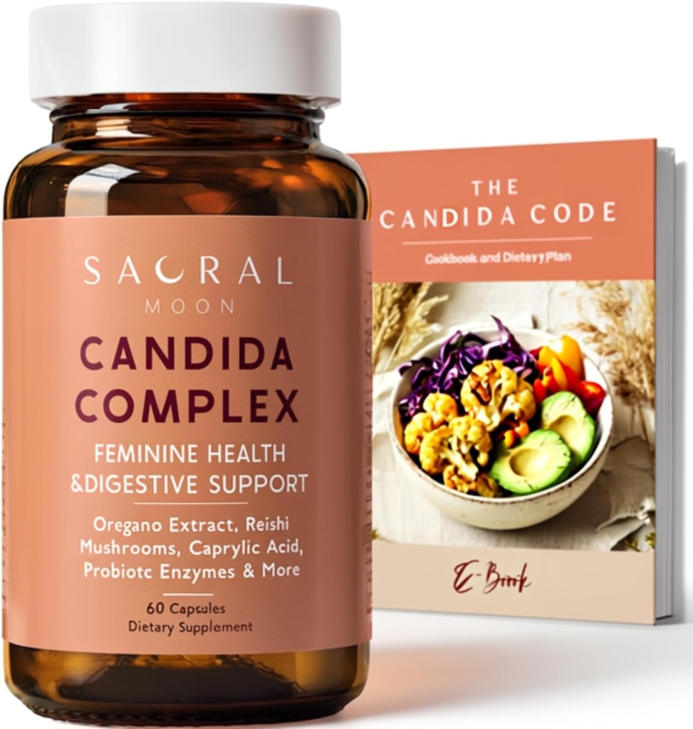Kadınlar için Candida Cleanse – Gut & Feminine Balance with Oregano Oil, Caprylic, Probiyotiks, Reishi, Aloe & Black Walnut - Digestive, Clarity, Clear Skin & Vaginal pH