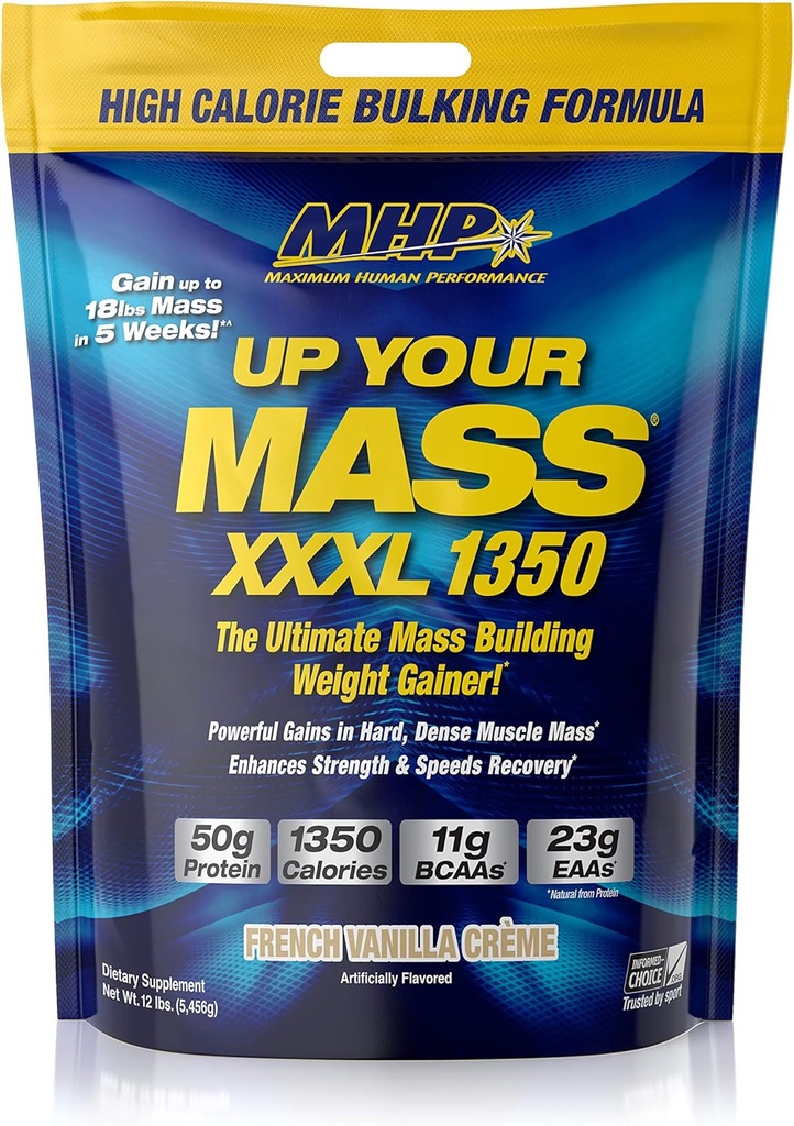 En Fazla İnsan Performansı MHP UYM XXXL 1350 Mass Building Kilo Kazanıcı, Kas Mass Ligs, w/50g Protein, Yüksek Calories, 11g BCAAs, Leucine, Fransız Vanilla Creme, 16 Hizmet