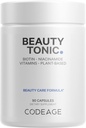 C vitamini, Vitamin E, Vitamin B6, Niacin, Folate, Organic Food Assembly, Phytoceramids, Astaxanthin, Selenium - Beauty Tonic - Saç, Skin ve Nail Desteği - Vegan, 90 Ct