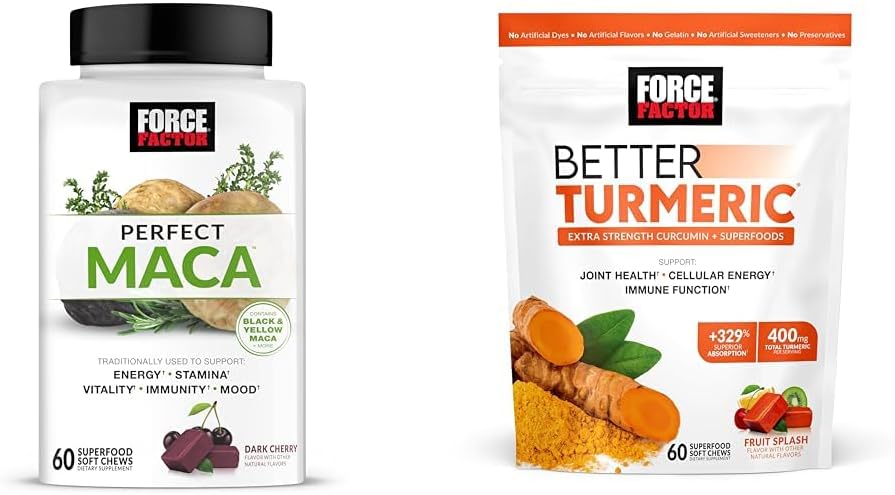 Kuvvet Faktörü Maca Root ve Turmeric Ortak Destek Soft Chews Sche, 60 Count Every