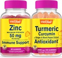 WellYeah Ψευδάργυρος + κουρκουμίνη κουρκουμίνη, Gummies Bundle - μεγάλη γεύση, συμπλήρωμα βιταμίνης, χωρίς γλουτένη, GMO δωρεάν, μασώμενη Gummy